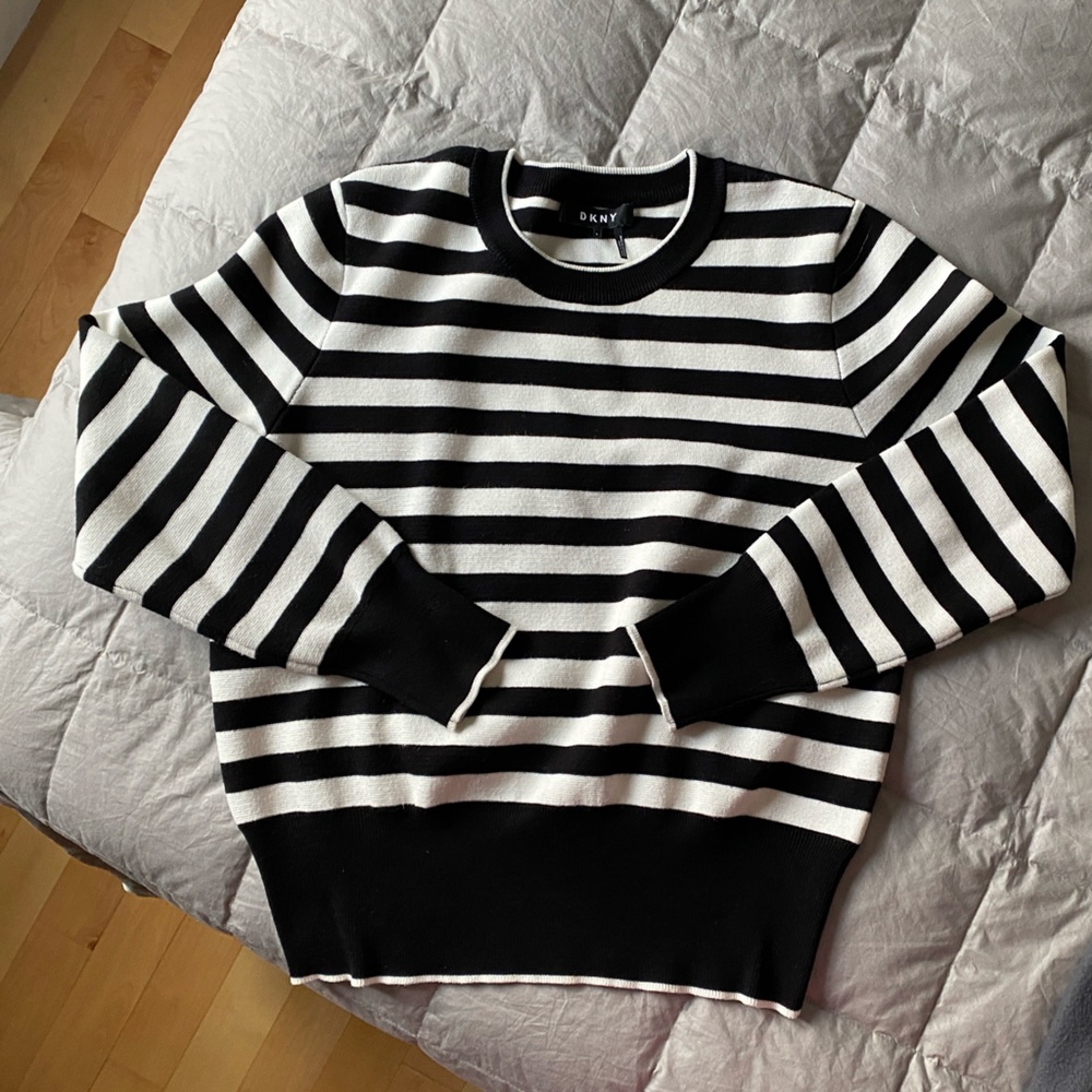 DKNY Monochrome Striped Pullover